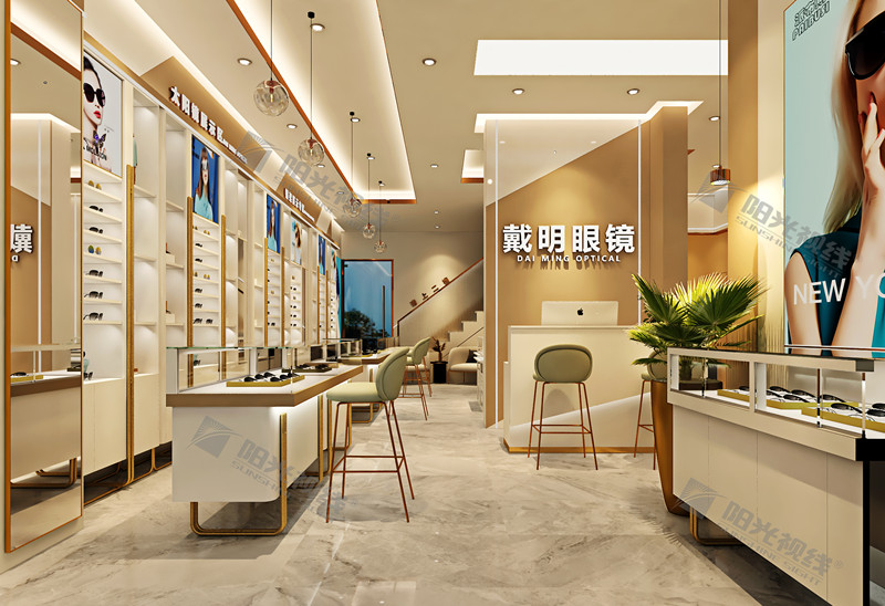 山東榮成戴明眼鏡店雙層裝修設計效果圖